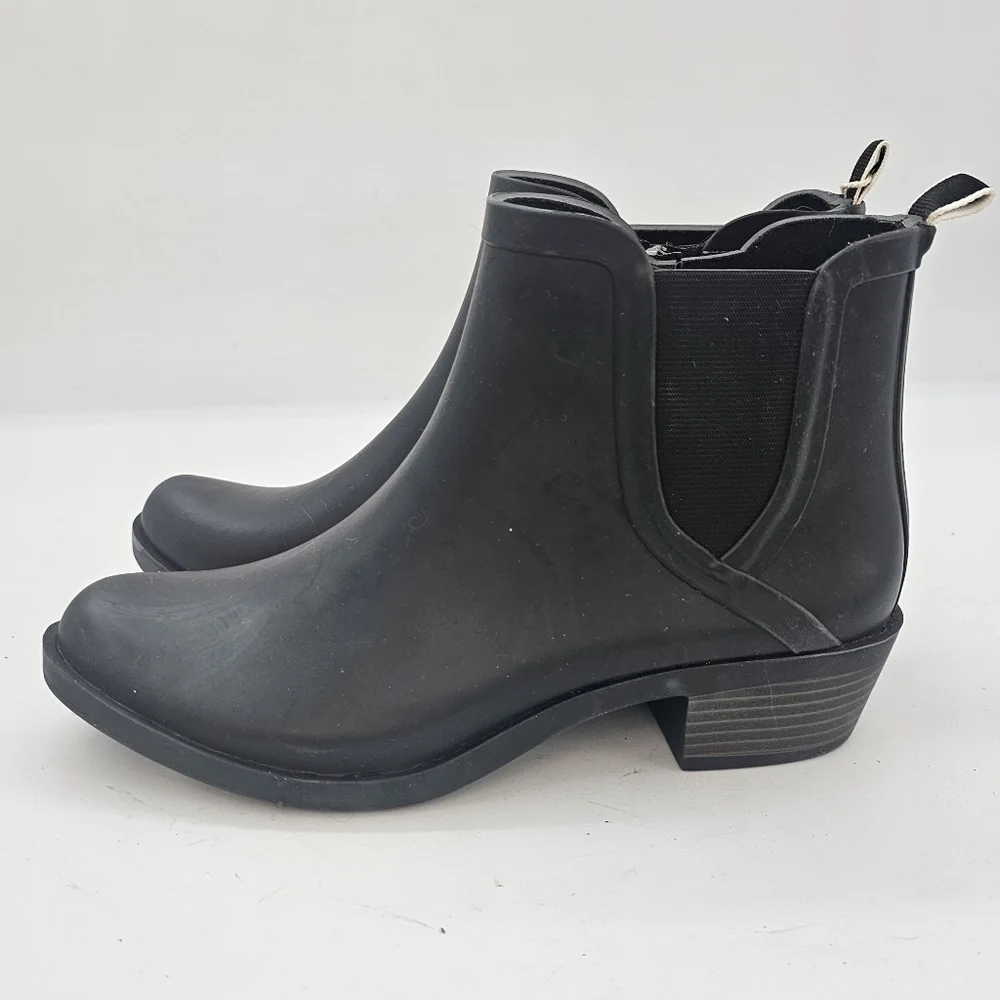 Lucky Brand Basel Black Rain Boots Size 8 Waterproof Chelsea Booties